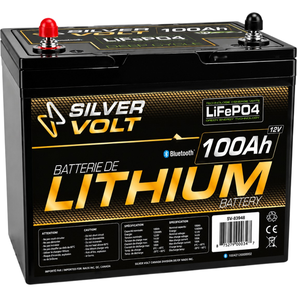 Batterie Au Lithium Rechargeable Premium "LiFePO4" – 100A Par Silver Volt