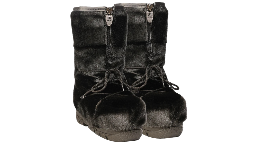 Bottes en fourrure de loup marin "Style damier" pour femme par Bilodeau
