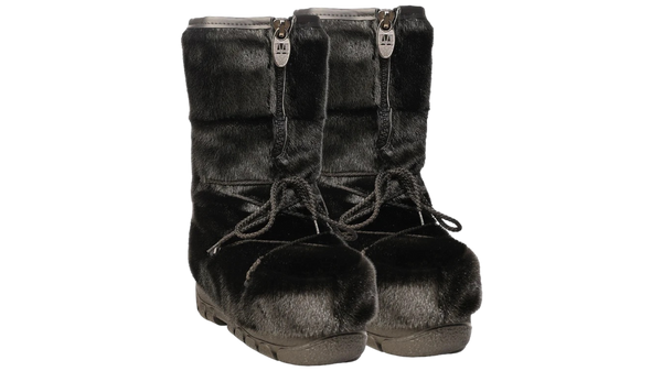Bottes en fourrure de loup marin "Style damier" pour femme par Bilodeau