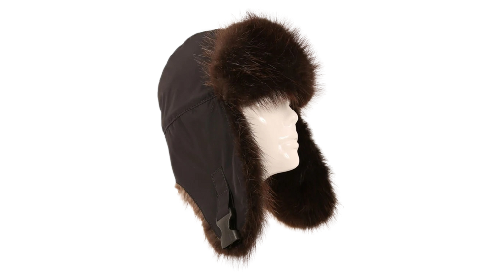 Chapeau aviateur en fourrure de castor et nylon unisexe par Bilodeau