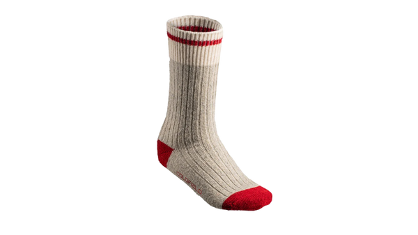 Chaussettes de laine mérino rayées rouge unisexe par Coldfield