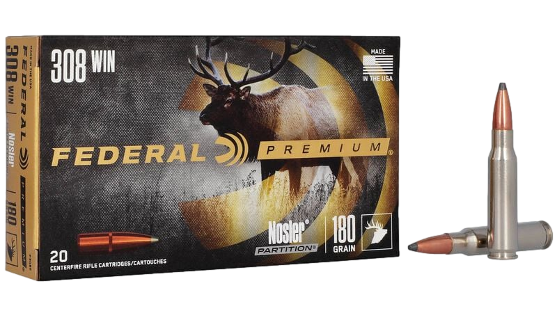 FEDERAL PREMIUM 308 WIN NOSLER PARTITION 180 GR.  PR308E