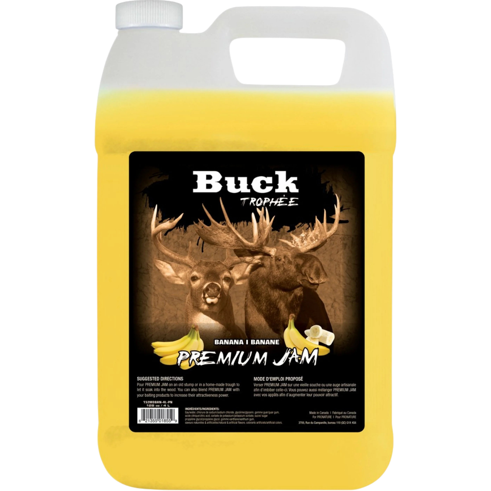 Gelée Premium Jam Pour Chevreuil & Orignal À Saveur Banane – 4 L Par Buck Trophée