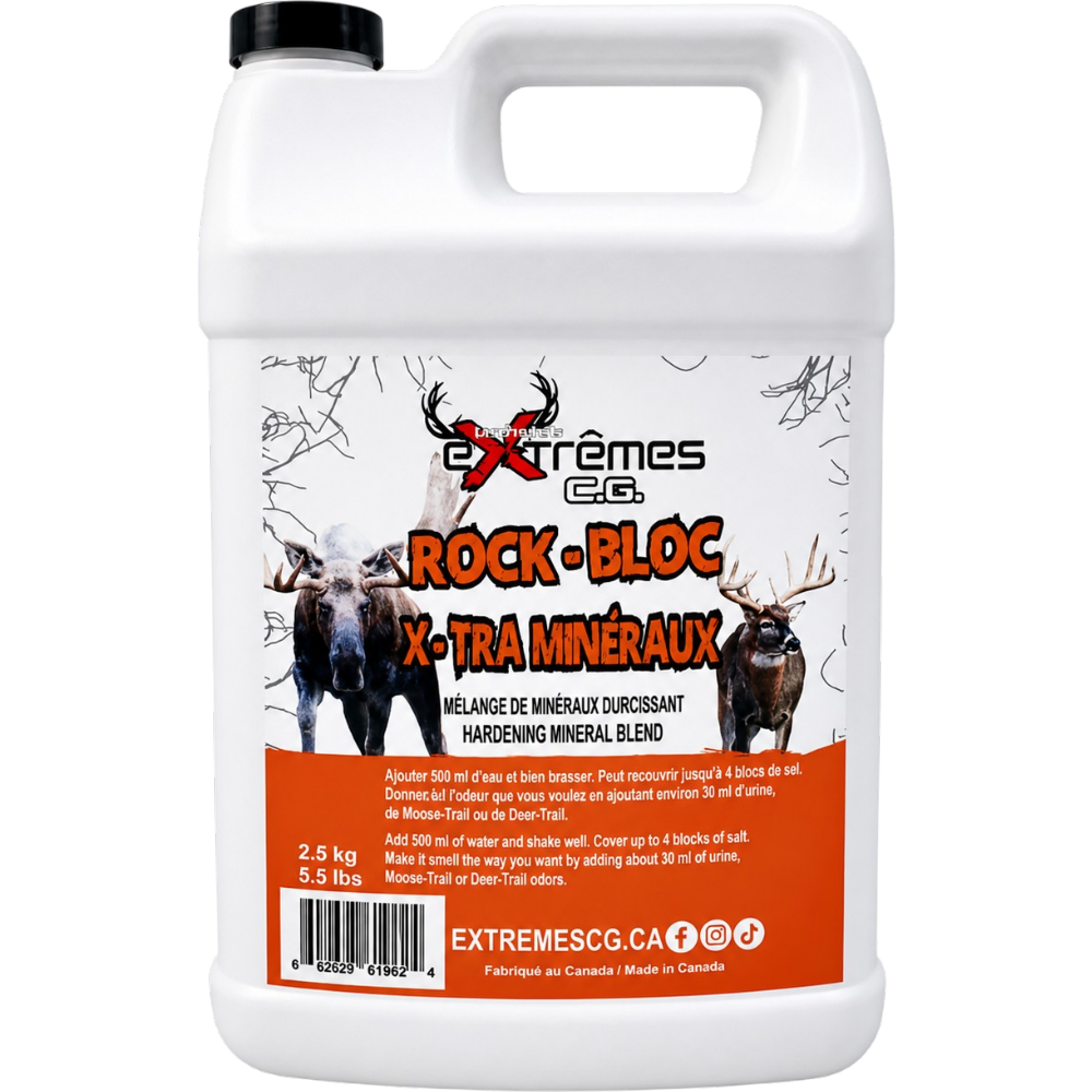 Rock-Block "X-Tra Minéraux" Pour Chevreuil & Orignal – 2.5 kg Par Extreme C.G.