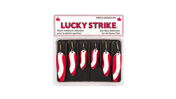 Ensemble de six cuillères rouge et blanche par Lucky Strike