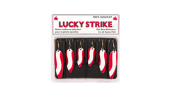 Ensemble de six cuillères rouge et blanche par Lucky Strike