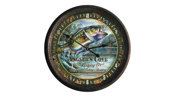 Horloge de 15" achigan en acier vintage