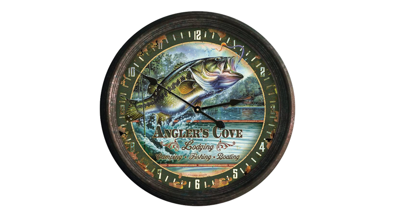 Horloge de 15" achigan en acier vintage