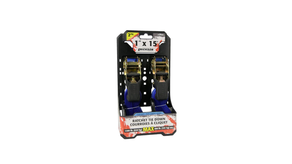 2 pack 1'' x 15' ratchet tie down