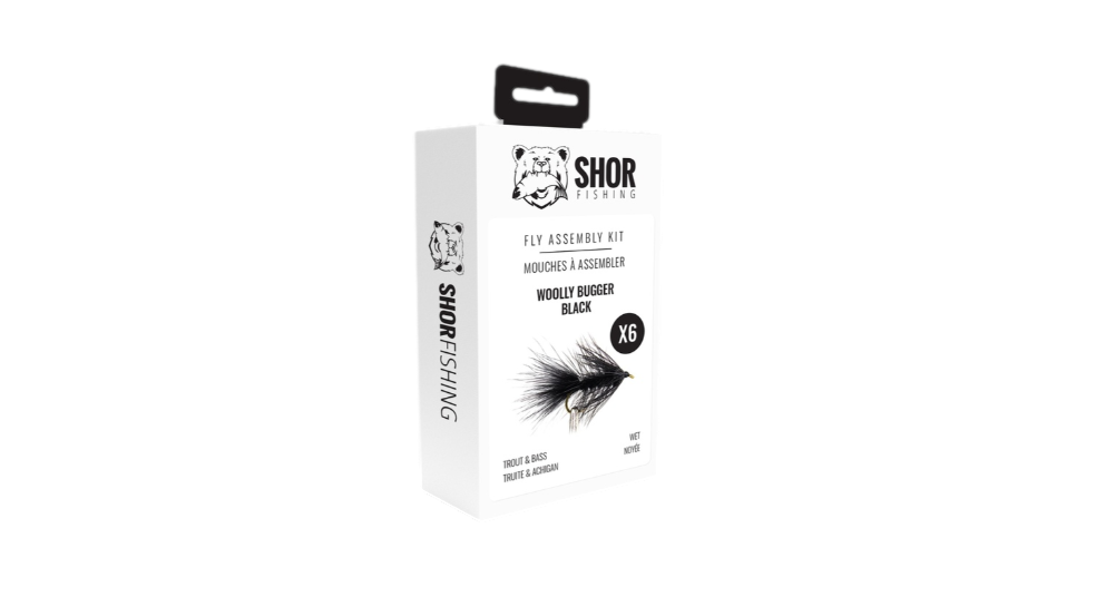 Kit pour mouche noyée "Woolly Bugger" noir par Shor Fishing